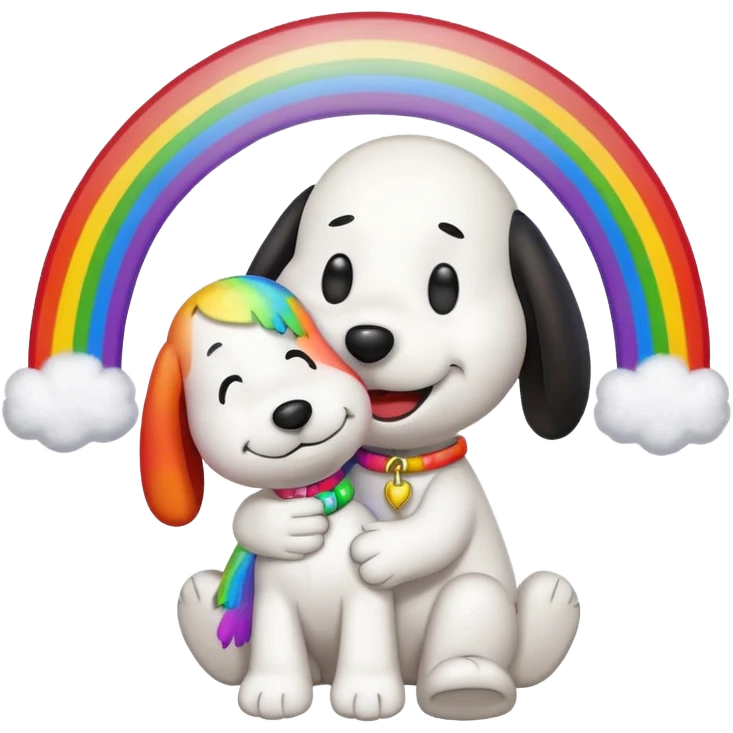 Snoopy with rainbow kissing face emoji