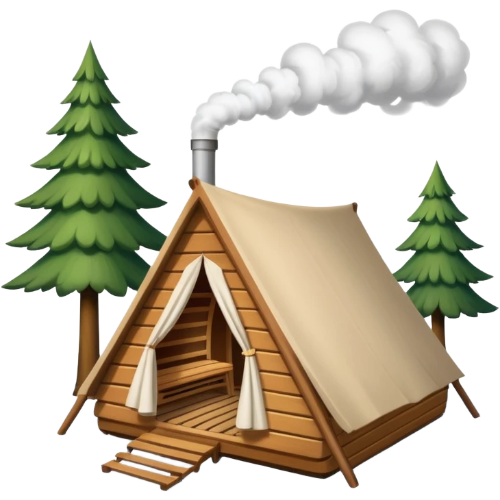 a tent that is a sauna and its smoke out the pipe
try one with snow and trees around also emoji