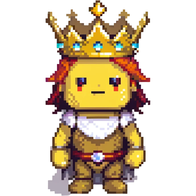 powerful character with golden crown, glow, striking background emoji