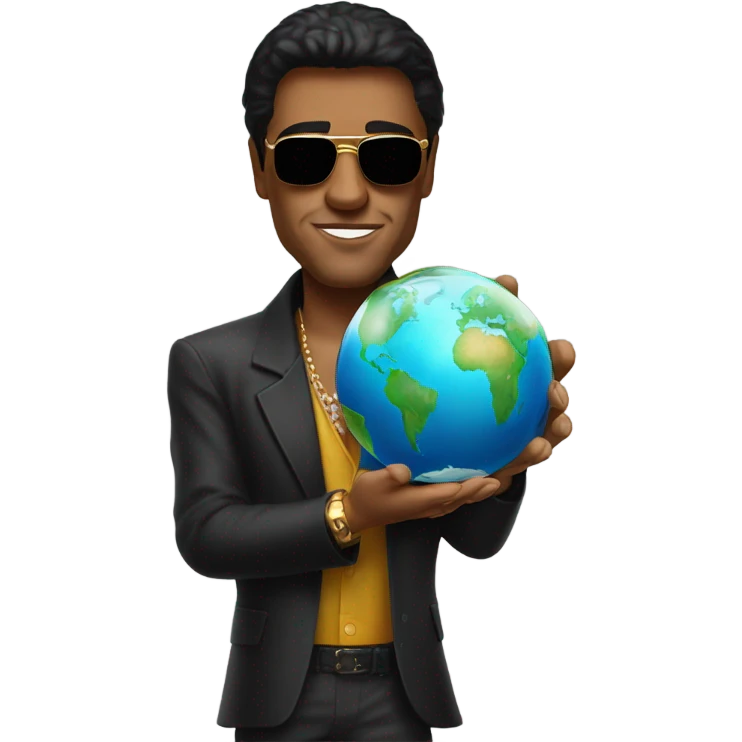 Tony Montana sunglasses with the world in his hands emoji