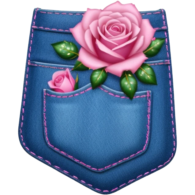 Denim pocket with glittery roses sticking out of the pocket  emoji