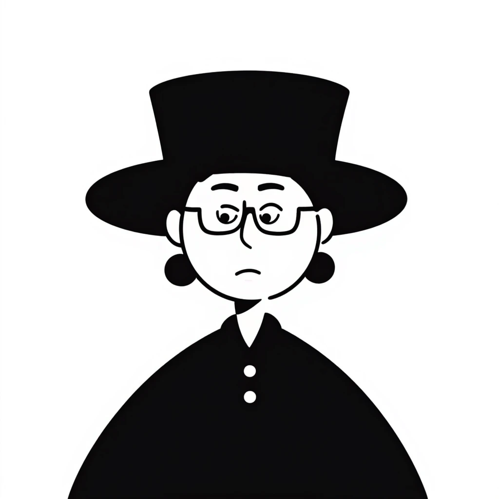 Angry Professor McGonagall with tight bun, square glasses, witch hat, stern expression, lips pursed in disapproval emoji
