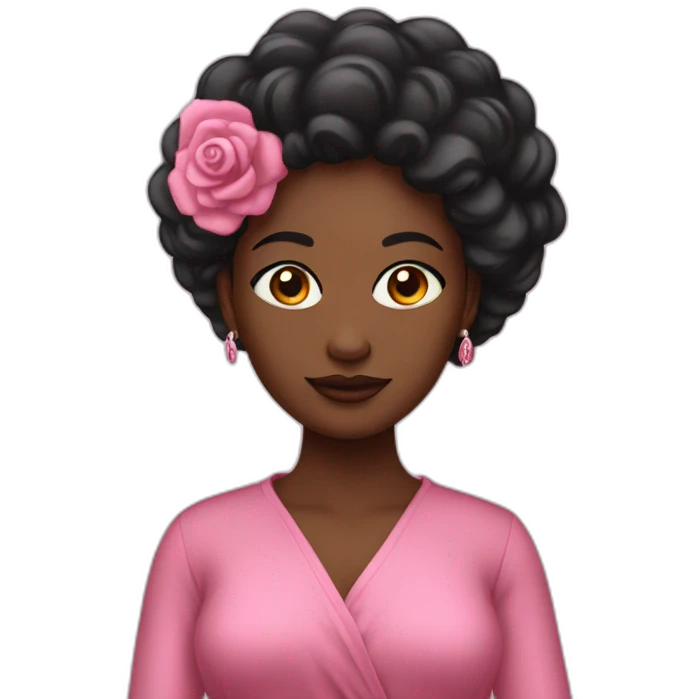 Femme noire en robe rose emoji