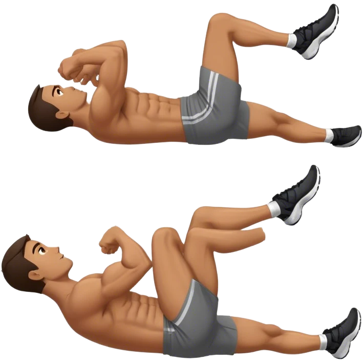 side-view of guy doing decline abdominal Crunches with sixpack emoji