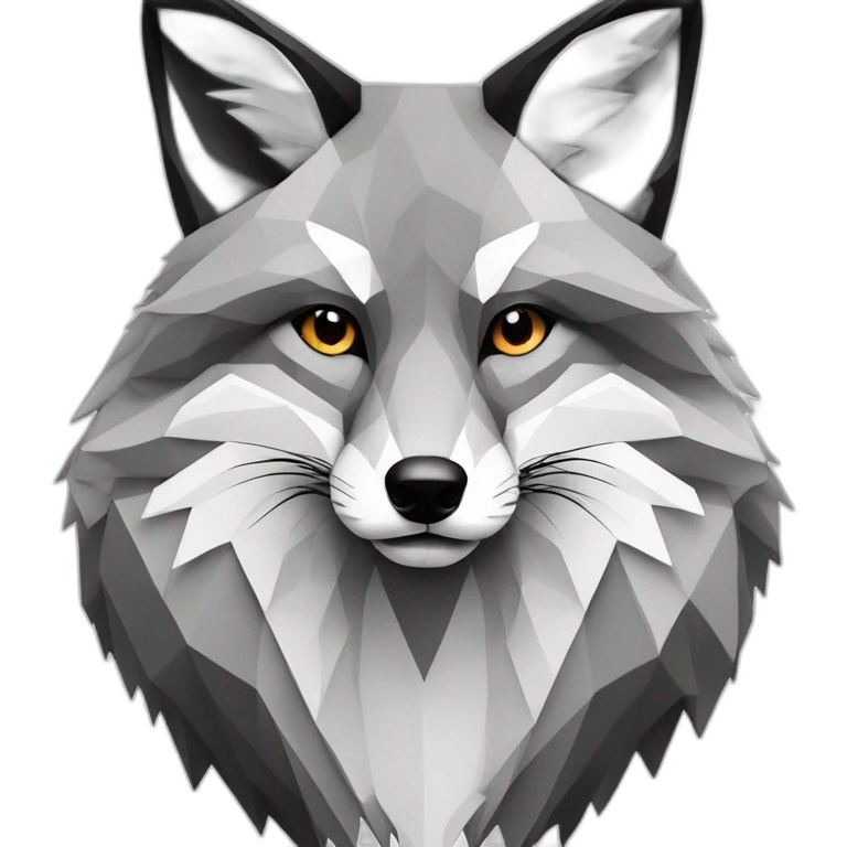Fox geometric lines black white emoji