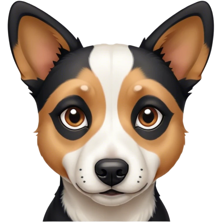 Black and white dog with pointy ears. Shepard and terrier face. mostly black and white. Only tan eyebrows emoji