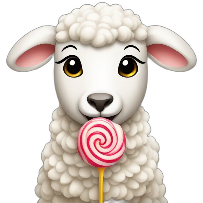 Lamb eating lollipop emoji