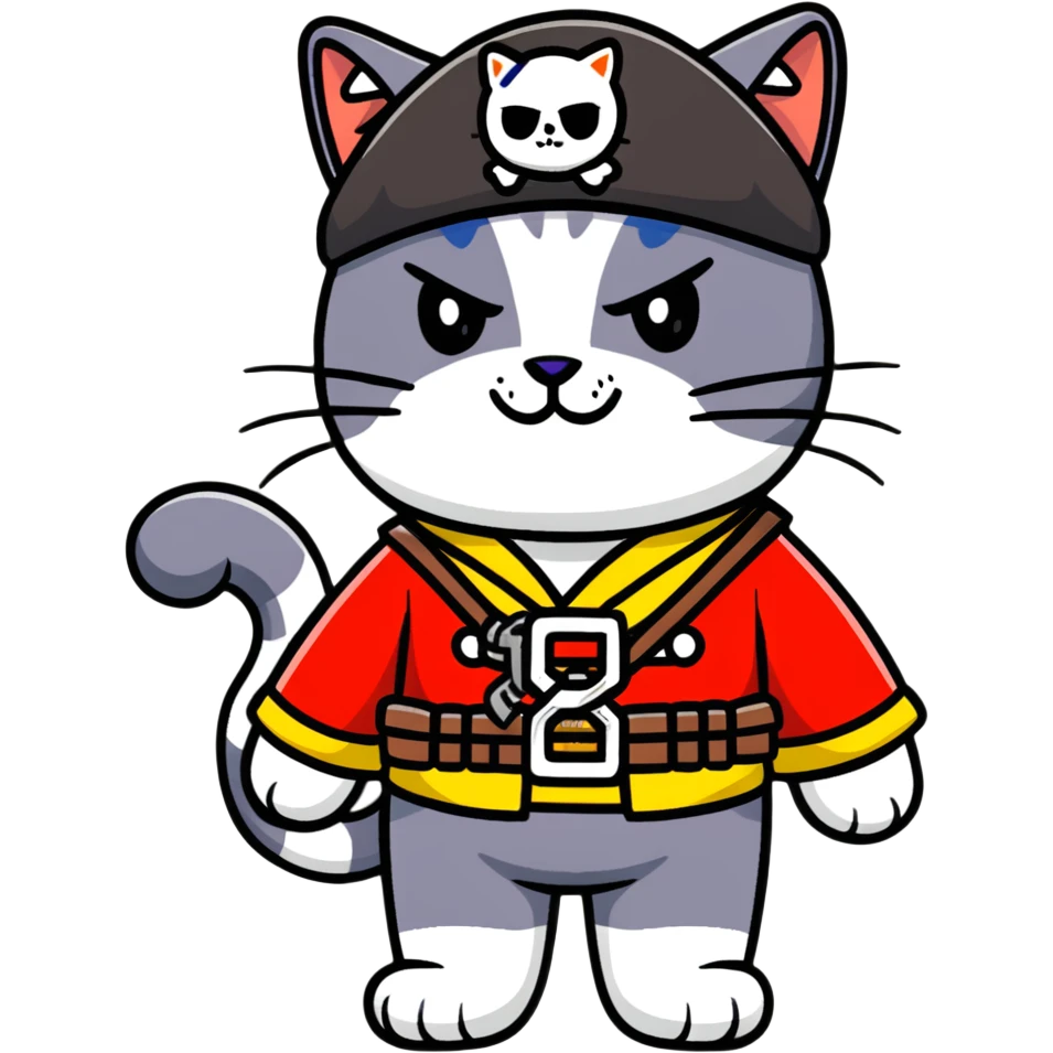 Skibidi cat pirate with Vietnam War gear in a jungle background emoji