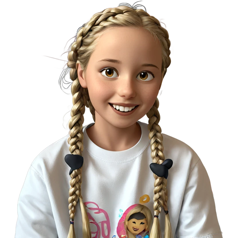 smiling girl with braids emoji