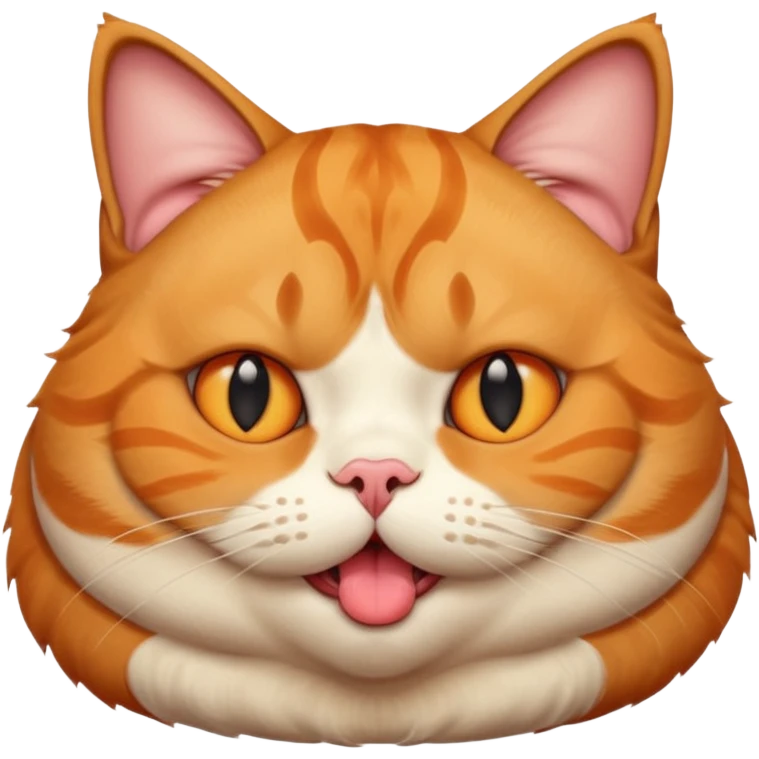 fat obese cat with huge bulging eyes and giant tongue out emoji