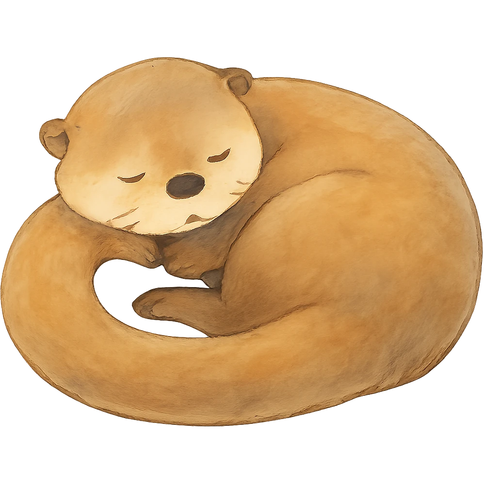 soft ghibli style sleeping otter curled up with gentle colors emoji