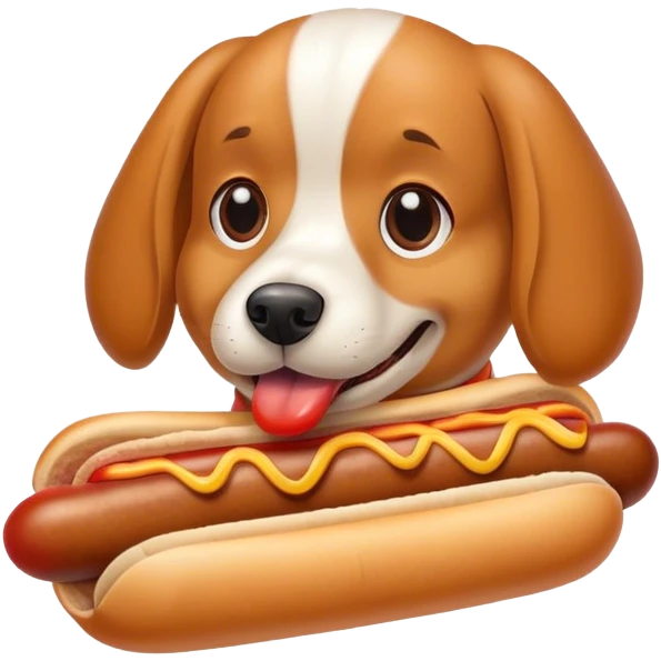 dog eating hotdog emoji