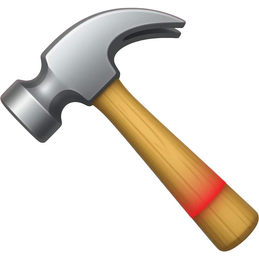 A hammer emoji with animations red aura around emoji