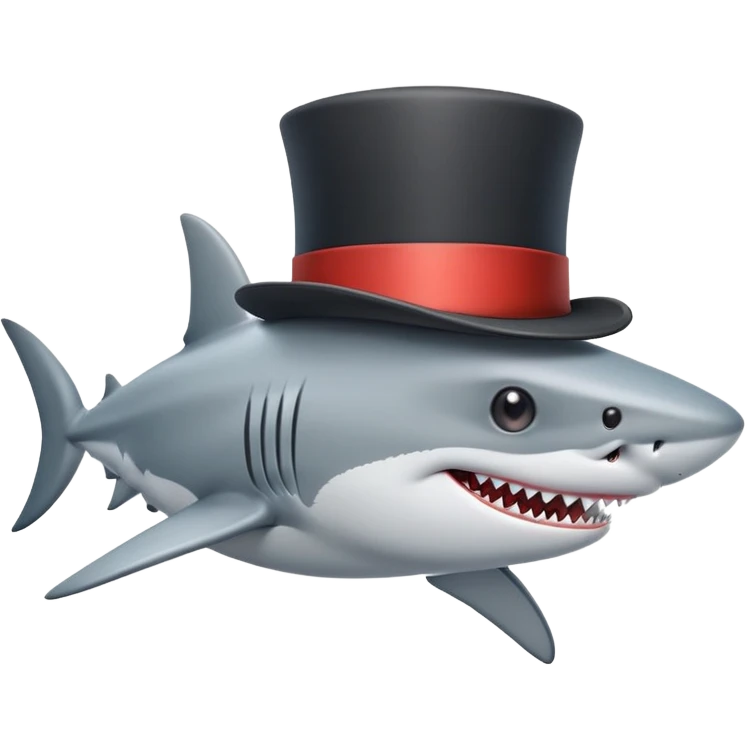 Shark with a top hat emoji