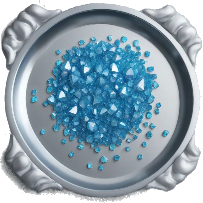 Blue glitter small crystals in a silver tray  emoji