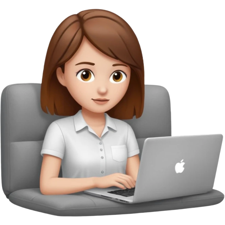 A girl is working with a laptop while lying on the sofa emoji