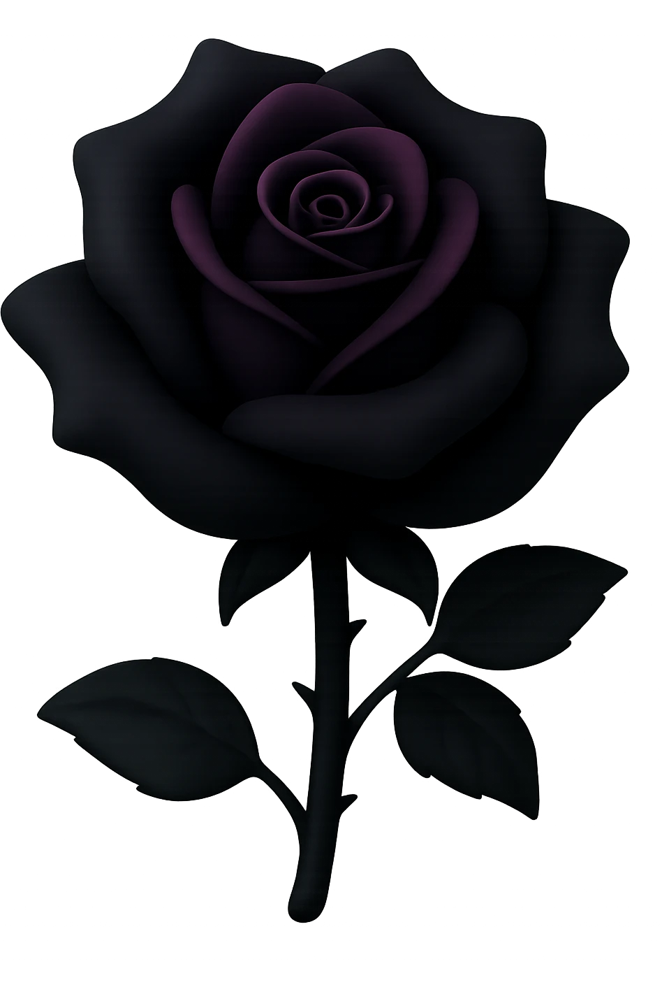 Edit the emo-styled rose with black and purple colors, moody lighting. Remove the background and keep it transparent. emoji