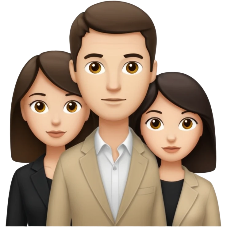 White brunette, American man with two women both are African one is light skin black and one is medium tone black emoji