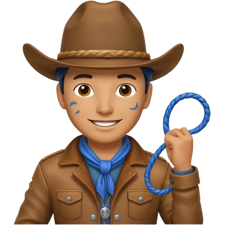 Cowboy with blue hat and lasso emoji