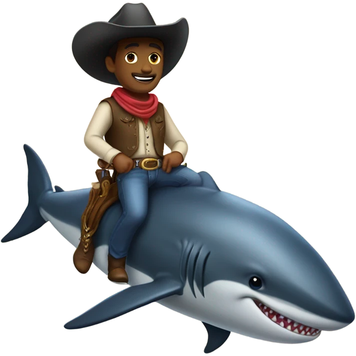 Cowboy riding a shark whale emoji