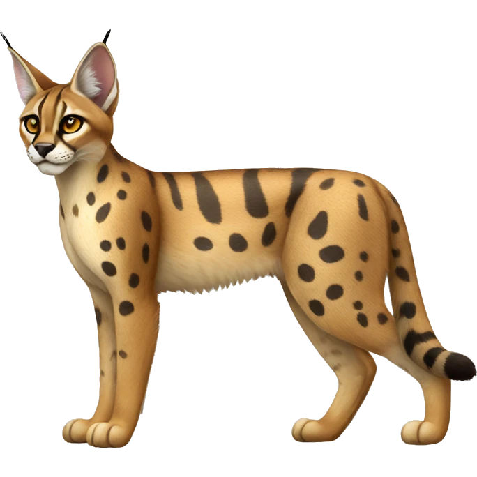 Striped and spotted Lynx-Caracal-Serval full body emoji