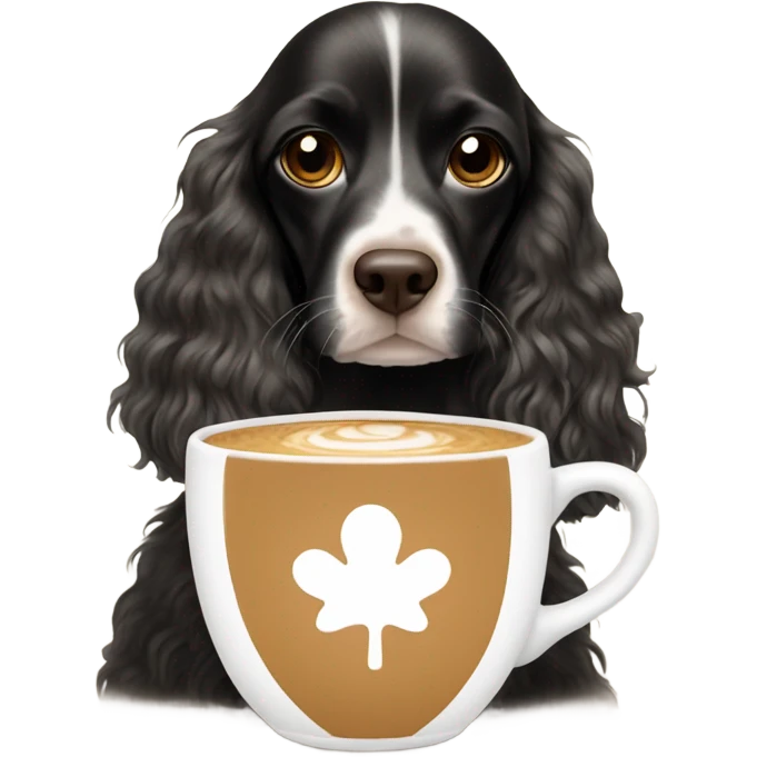 blonde spaniel drinking capucino emoji