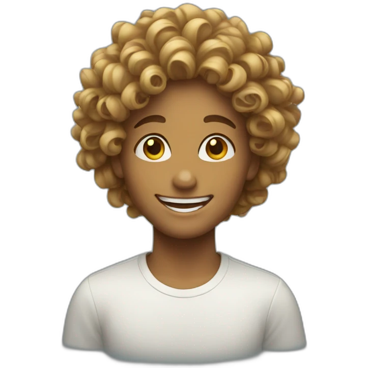 happy face with curly hair emoji
