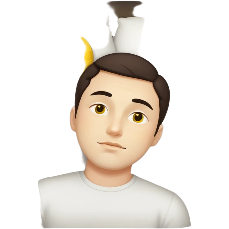 Man laying down with two small yellow moons behind his face emoji