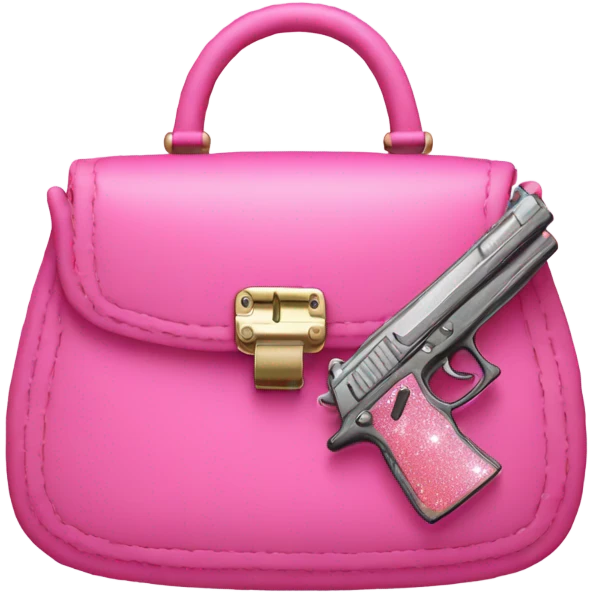 Pink purse with gun and glitter  emoji