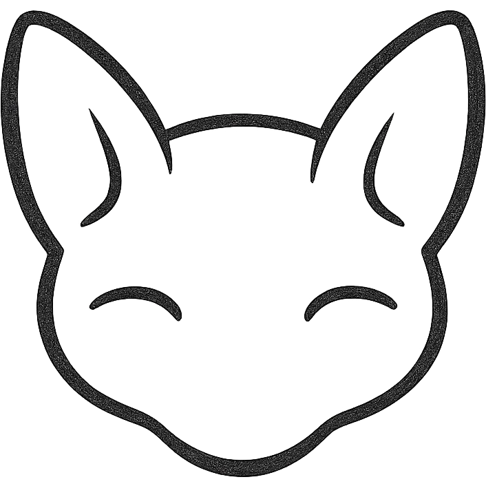 modern minimal vector icon of a sphinx cat face inspired by the cute rounded features of Mew from Pokémon, single tone, no facial features, soft and playful, suitable for an app icon emoji