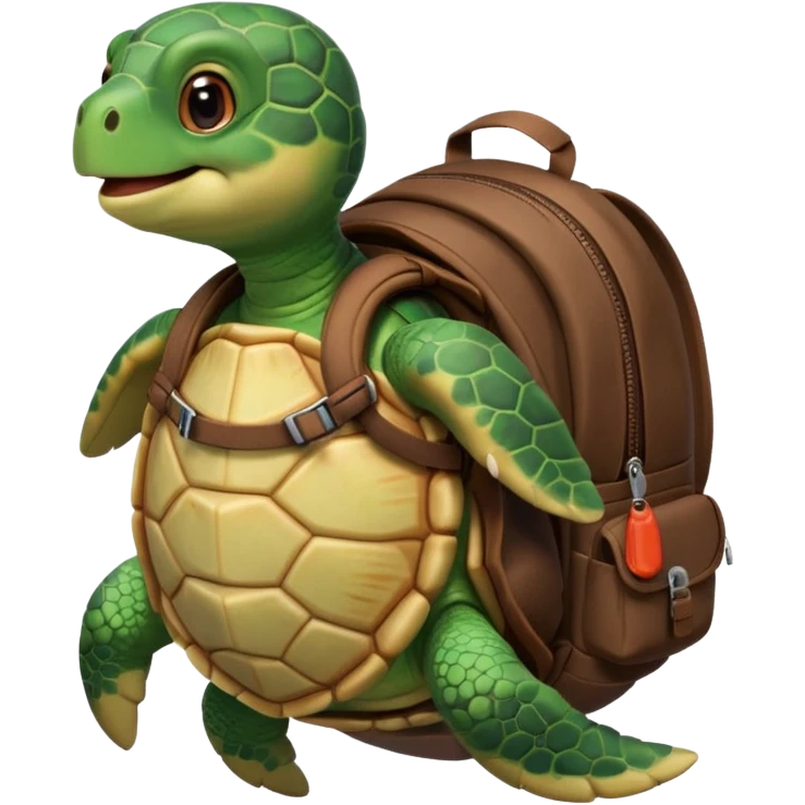 a cute little turtle with a backpack emoji