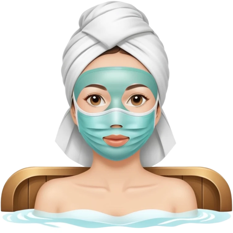 Lady with face mask spa beauty full face relaxing emoji