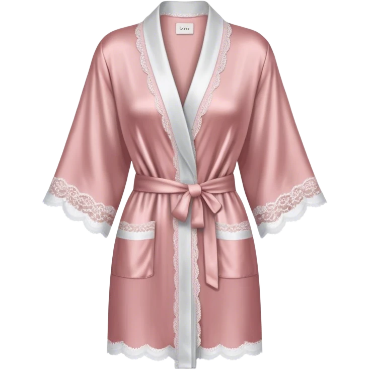 Dusty pink silk robe with lace trim emoji