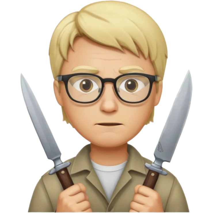 blonde man with glasses and knives emoji