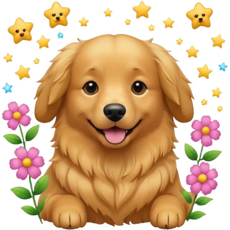 Собака із квітами і зірками emoji