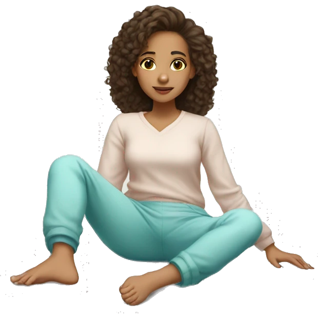 Light skin girl laying on the floor wearing pjs and her hair is short emoji