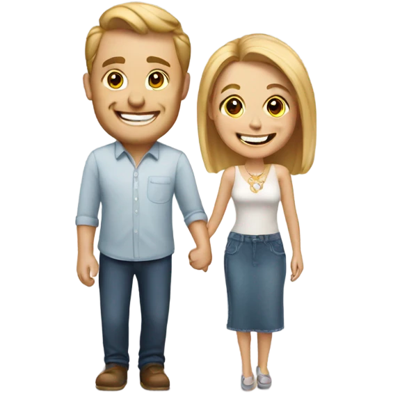 smiling couple with engagement ring emoji