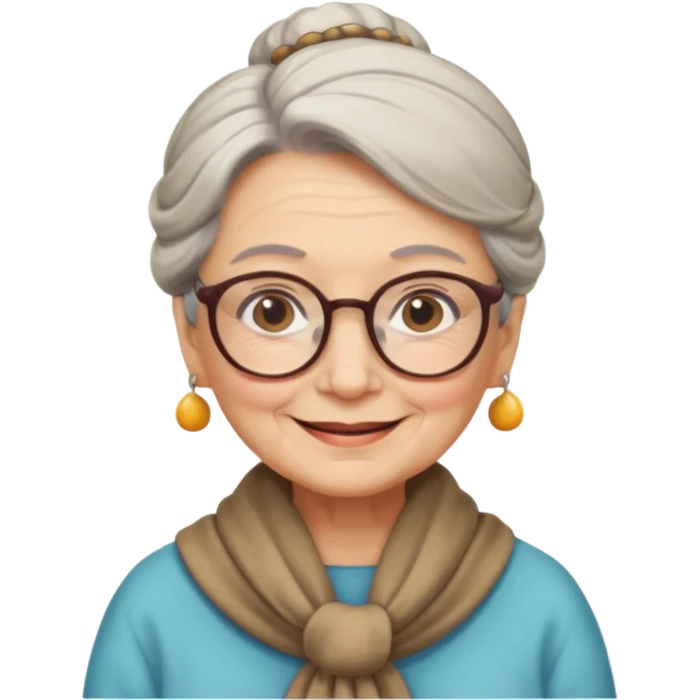 very old lady grandma wearing glasses hair in a bun wearing a shawl emoji emoji