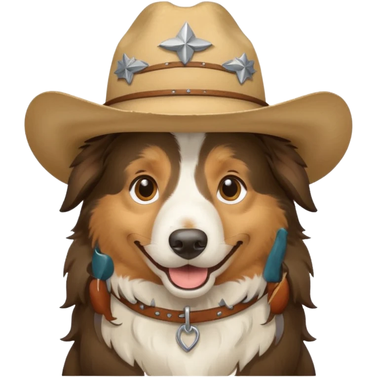 Collie Dog in cowboy hat smiling emoji
