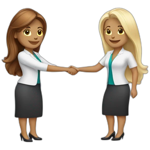 two white business women with different hair colors shaking hands emoji