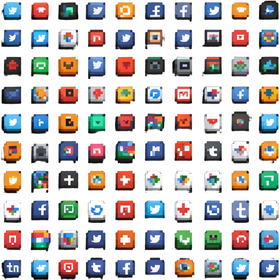 8-bit social media app icons collection emoji
