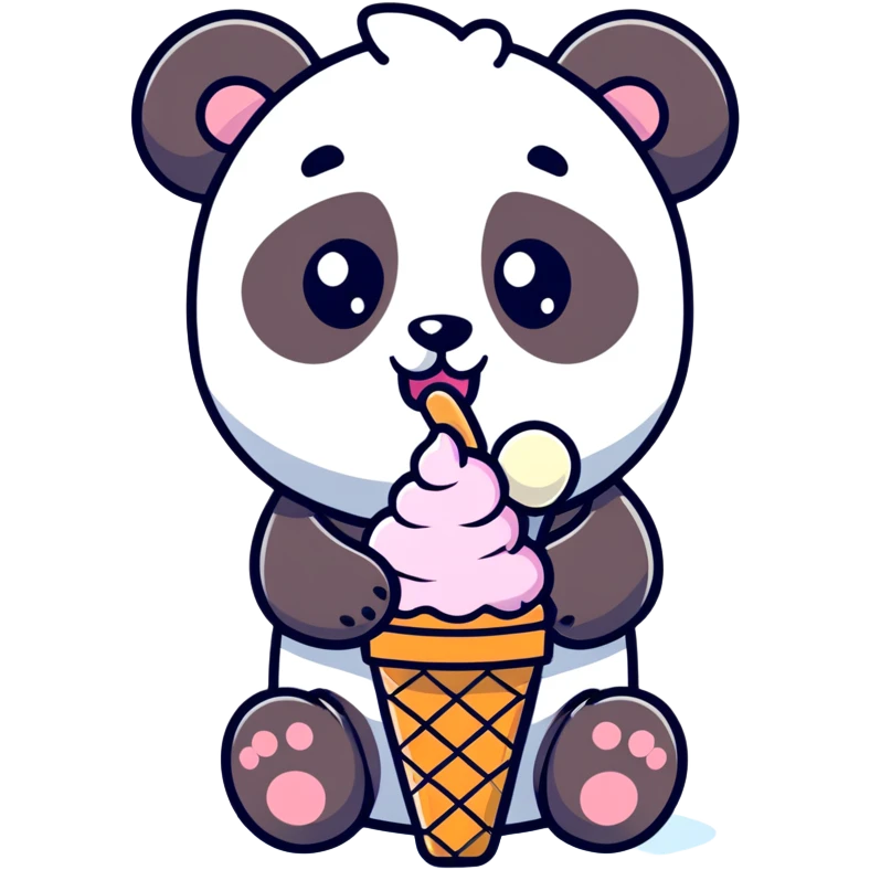 Panda eating ice cream emoji