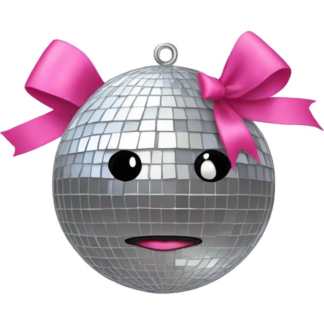 disco ball with a pink bow on top emoji