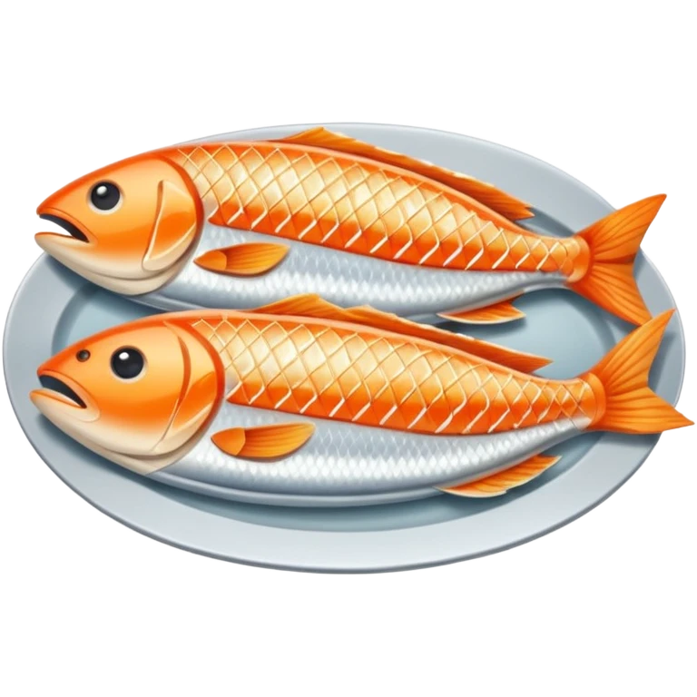 Fish dishes avatar in bright emoji-style illustration. Grilled fish, fillets, and seafood, blue and silver tones, simple shapes, flat design, fresh and flavorful. emoji