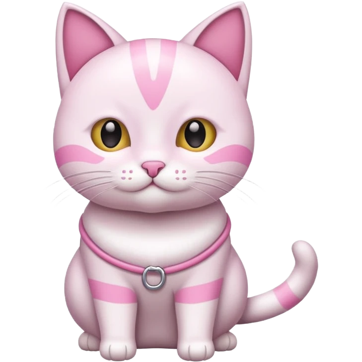 Un gato blanco con un listón rosa emoji
