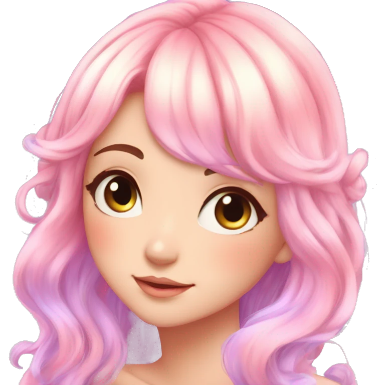 Gorgeous Beautiful Blushing Petite Colorful-Shiny-Pastel-Fairy-Soarkle-Anime-Girl with beautiful gradient pastel hair aesthetic emoji