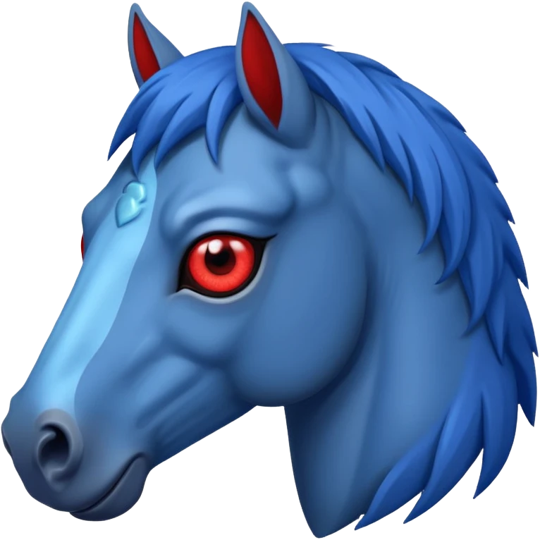 Blue horse with red eye emoji