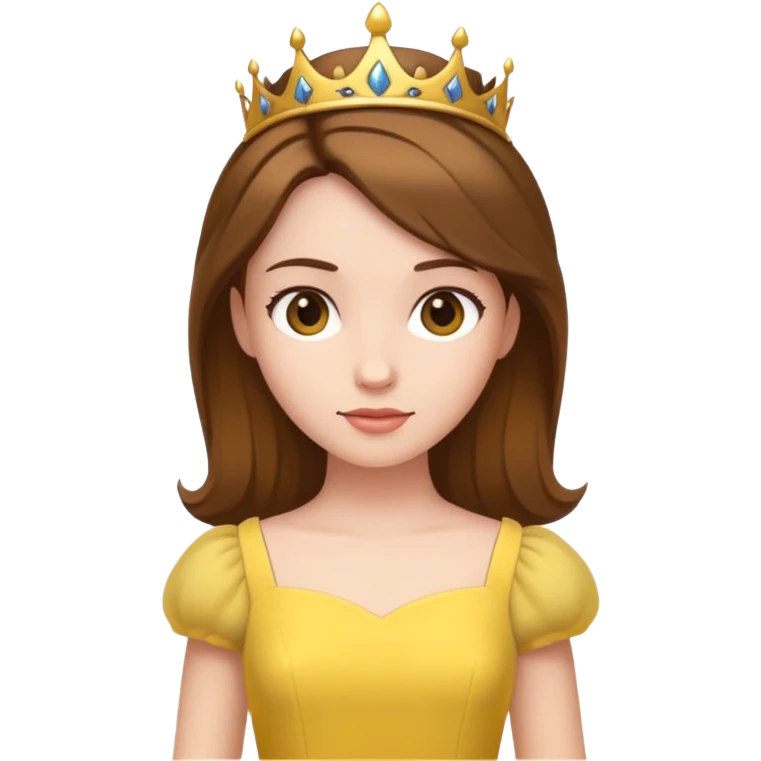 minimal simple princess with yellow dress and brown hair emoji