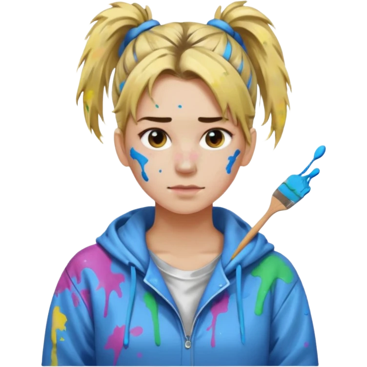 Artist with messy ponytail emoji