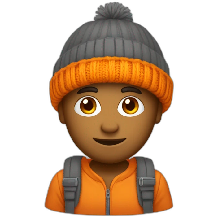 Calvo con gorro de lana naranja emoji
